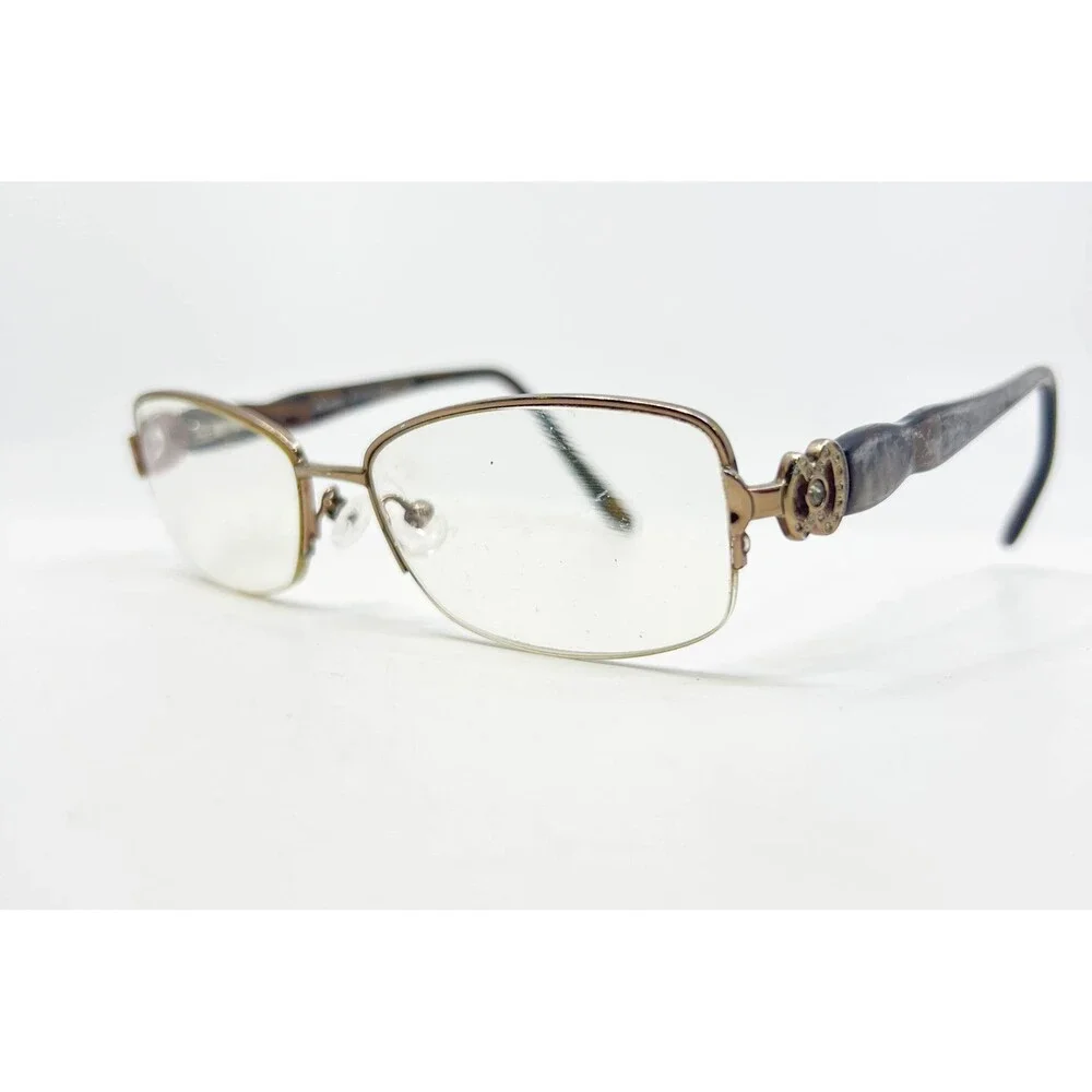 Exces Eyeglasses Womens Brown Princess 118 Semi Rimless Rectangle 53-16-135